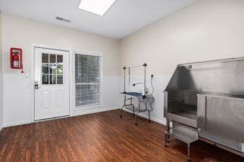 The pet center features both wash and dry stations.